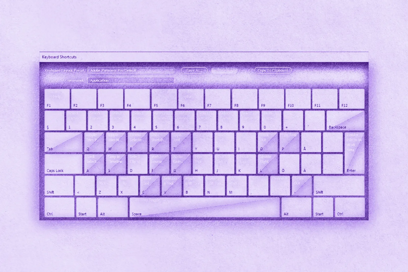 Premiere Pro keyboard shortcut layout