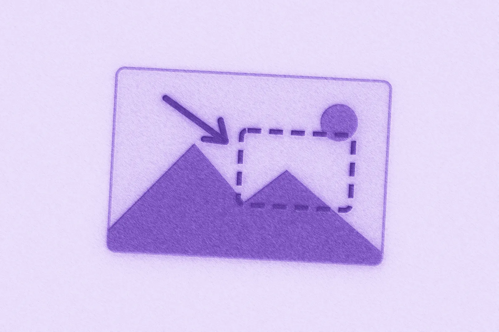Purple photo with a zoom frame and motion path