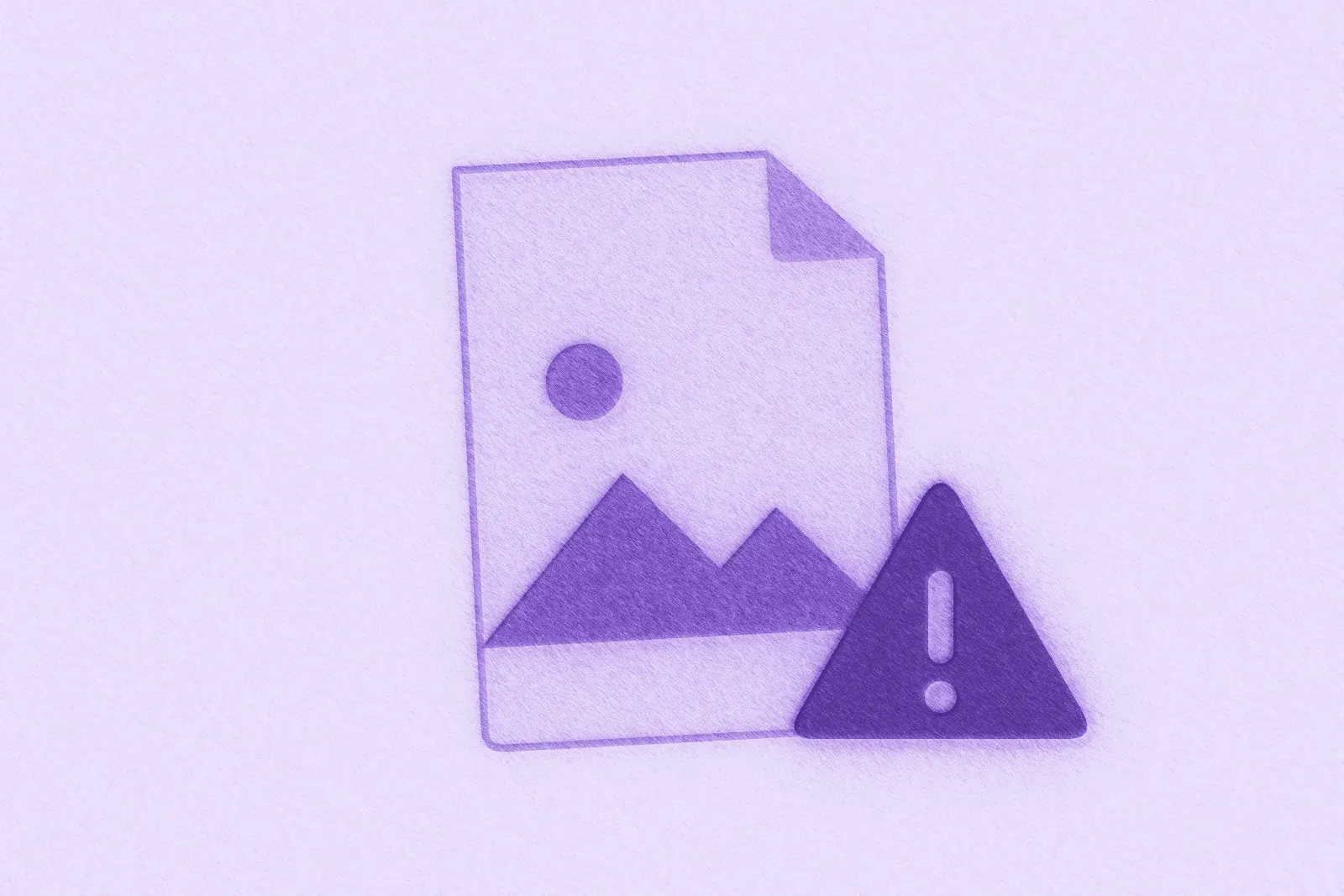 Purple image file icon with a warning badge