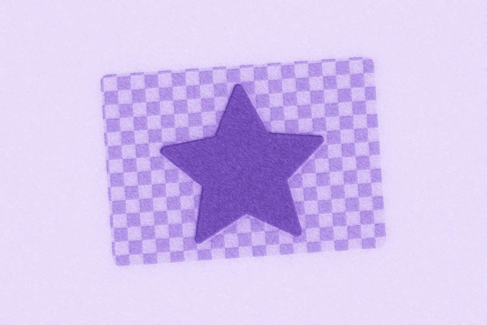 Purple shape floating over a transparency checkerboard